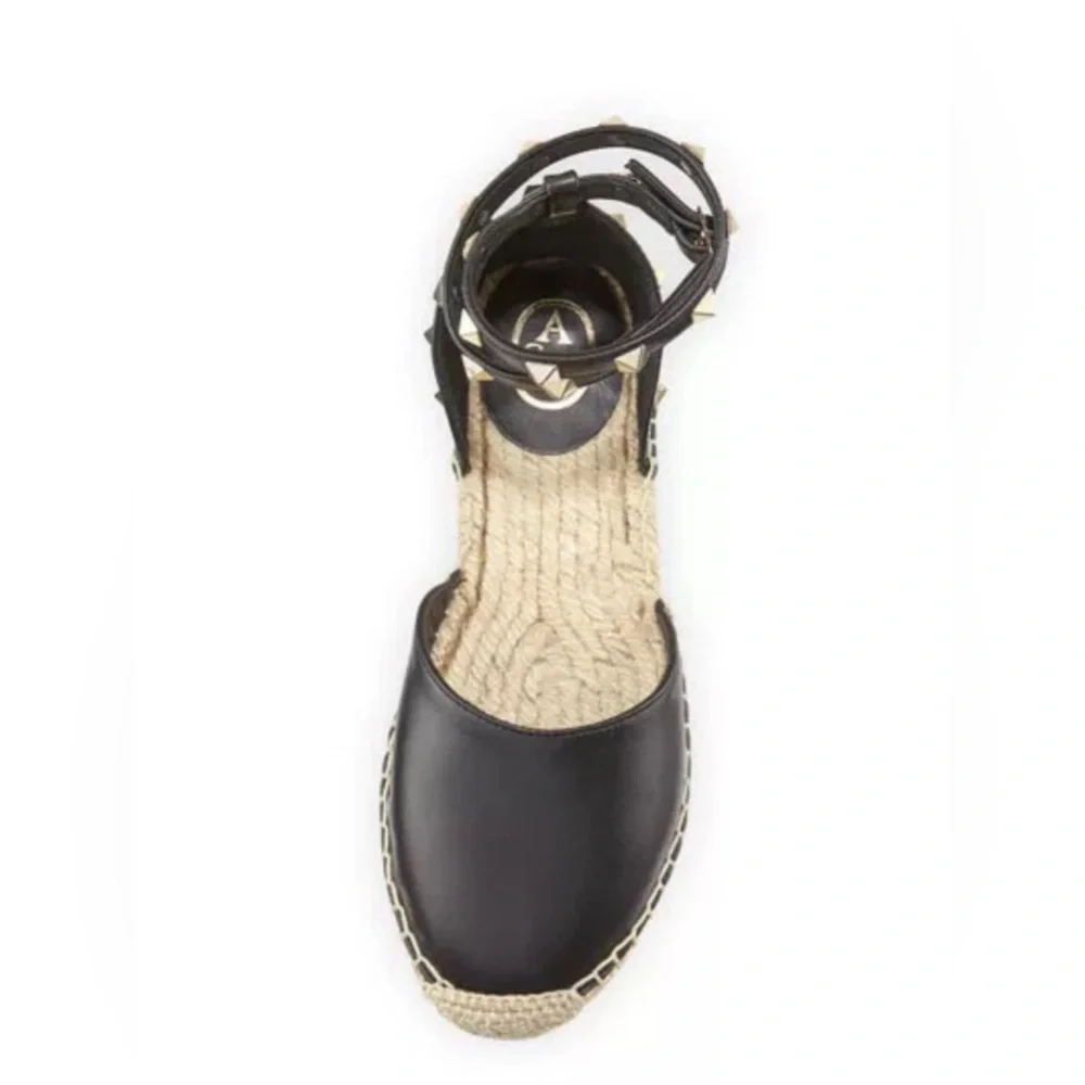 Ash Zania d'Orsay Esapdrilles Black Studded Leather Size 39 MSRP $298